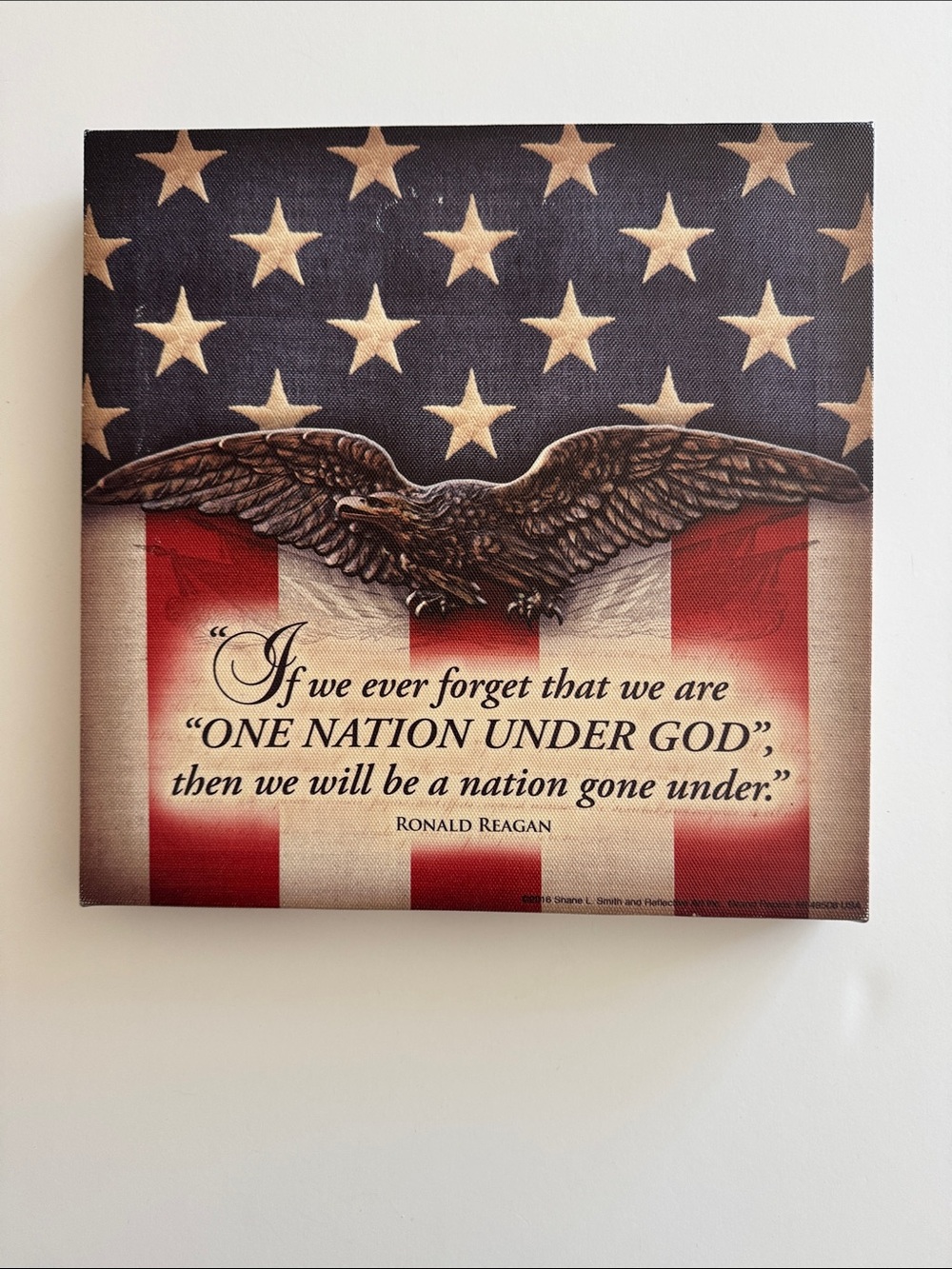 Patriotic Eagle Wall Art in Red, White & Blue Ronald Reagan quote